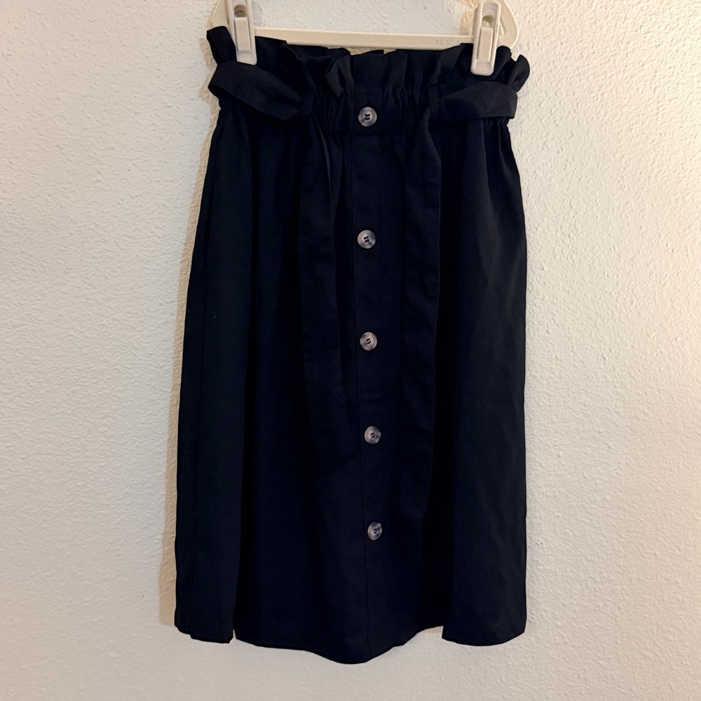 Bailey’s Blossoms Elegant Black Skirt | Decorative Faux Buttons | Size Small